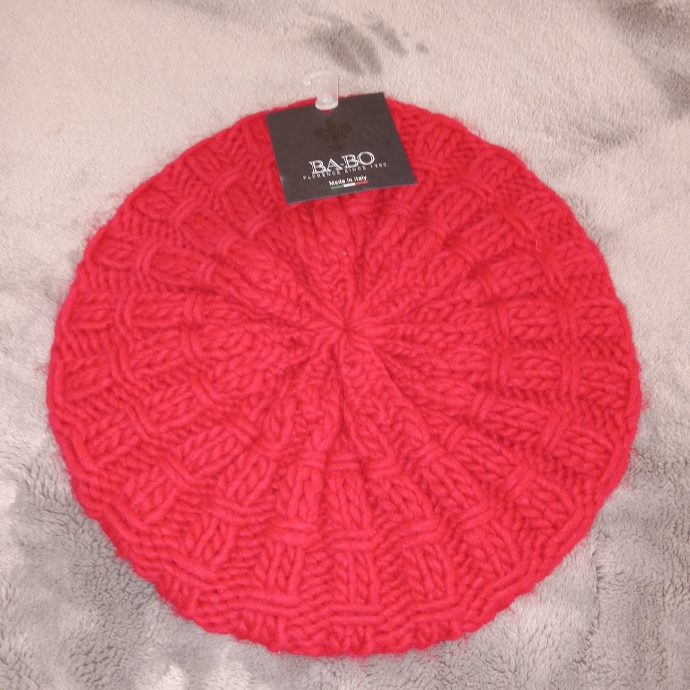 Nwt Ba-Bo Florence Red Csble Knit Beret OS